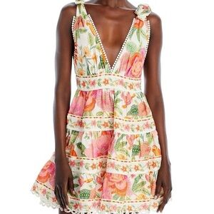 Farm Rio Macaw Bloom Off-white mini Dress-L